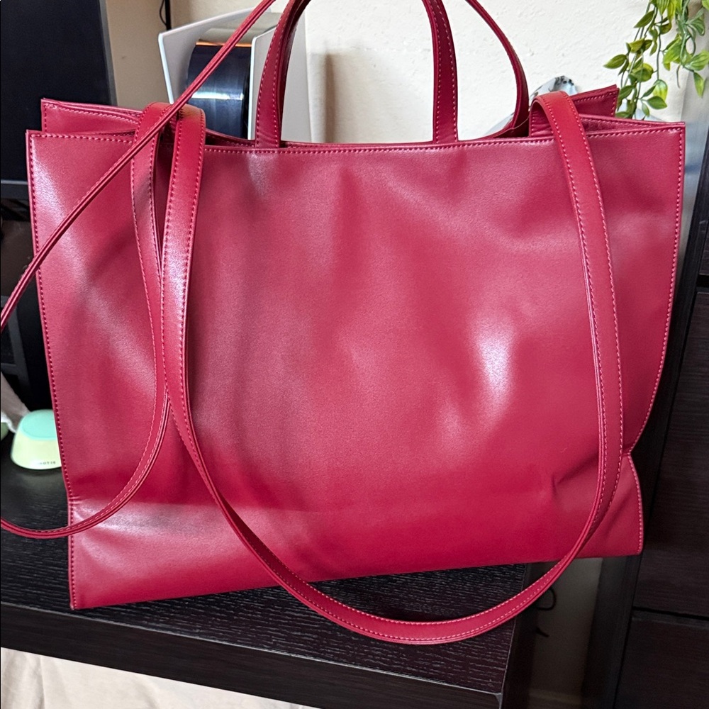 Telfar Red Leather Embossed xLarge Tote Bag - Women - Picture 2 of 6